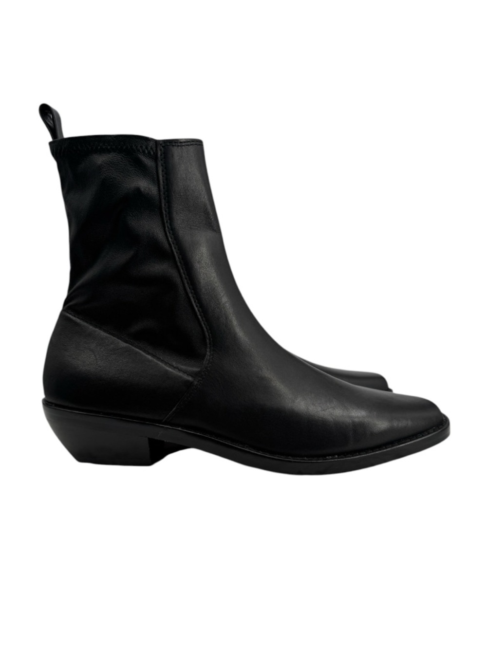 Madewell The Idris Stretch Ankle Leather Boot Size 9 In True Black